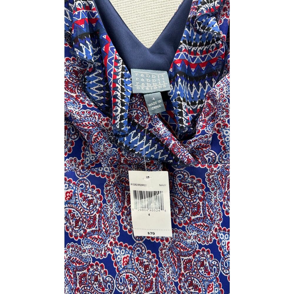 Rabbit Rabbit Rabbit Designs Boho Paisley Cold Shoulder Ruffle Midi Dress Size 8 - Picture 3 of 11